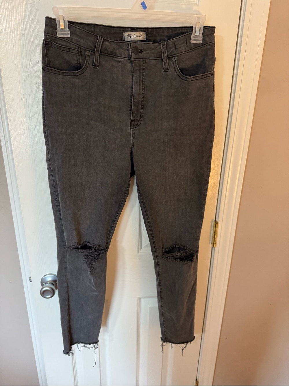 Madewell Charcoal Gray Distressed Cropped Jeans